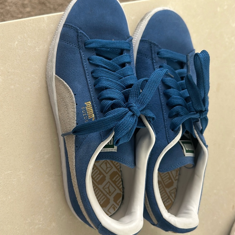 EUC Blue Suede Pumas